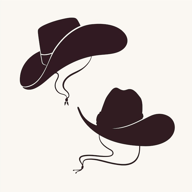 Silueta de sombrero de vaquero dibujado a mano