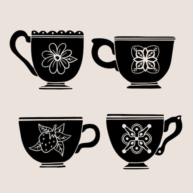 Vector gratuito silueta de taza de café dibujada a mano