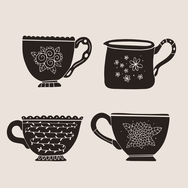 Silueta de taza de café dibujada a mano