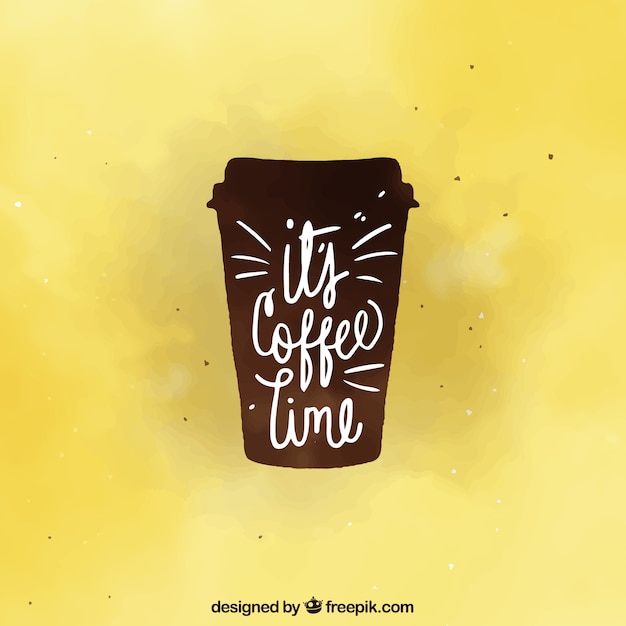 Vector gratuito silueta de taza de café con lettering