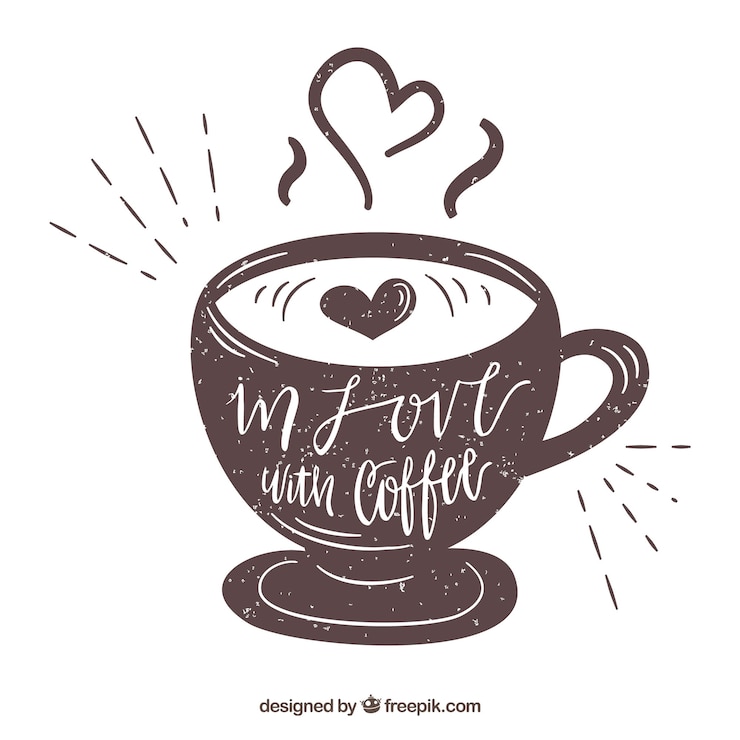 Vector gratuito silueta de taza de café con lettering