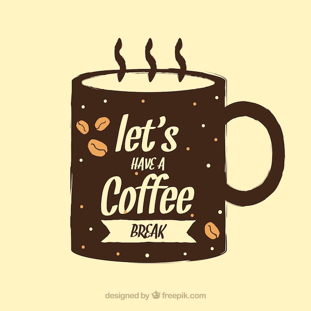 Vector gratuito silueta de taza de café con lettering