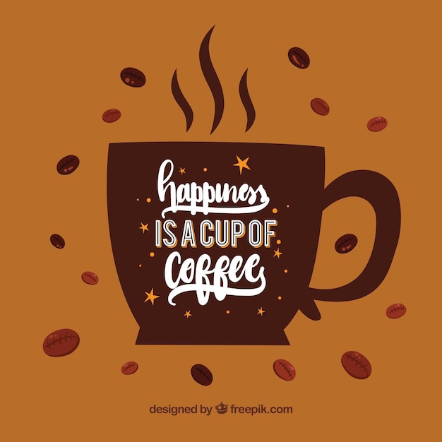 Vector gratuito silueta de taza de café con lettering