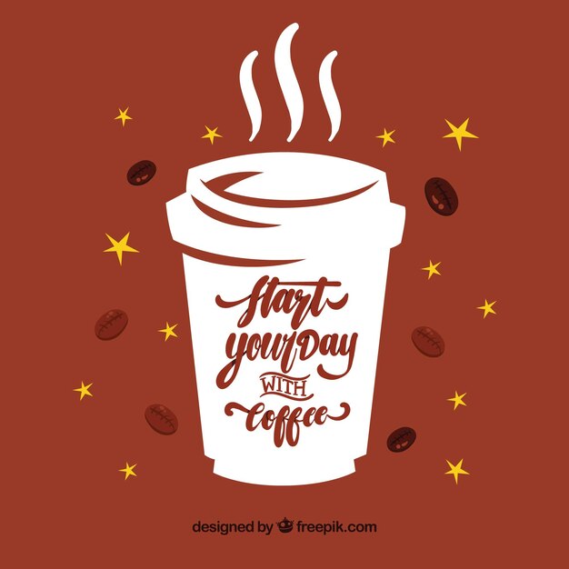 Silueta de taza de café con lettering