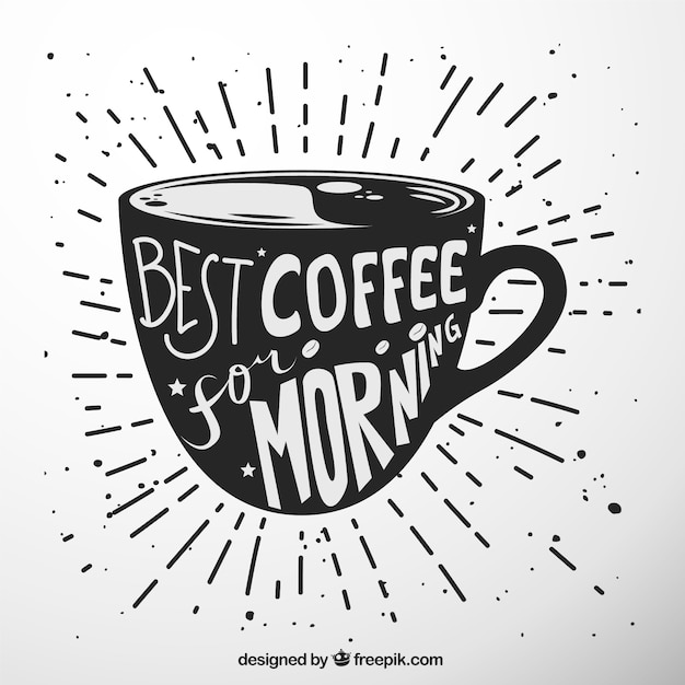 Vector gratuito silueta de taza de café con lettering