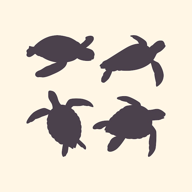 Vector gratuito silueta de tortuga dibujada a mano