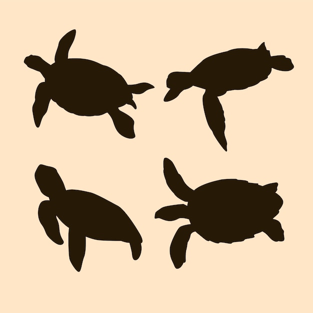 Vector gratuito silueta de tortuga dibujada a mano