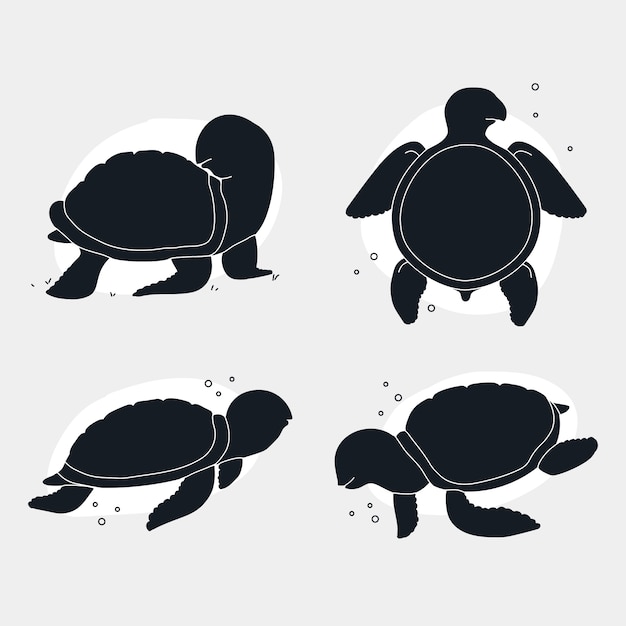 Vector gratuito silueta de tortuga dibujada a mano