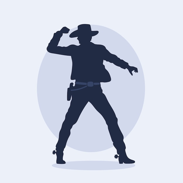 Silueta de vaquero bailando dibujada a mano