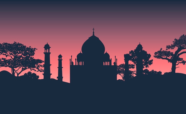 Vector gratuito silueta del vector taj mahal