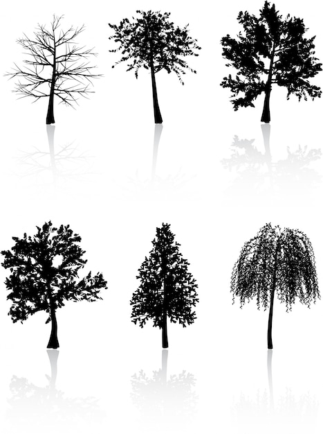 Vector gratuito siluetas de árboles