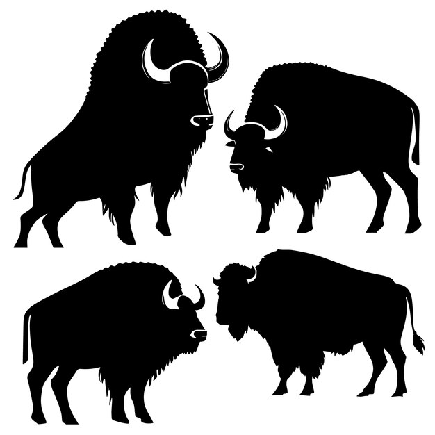 Siluetas de bisonte dibujadas a mano