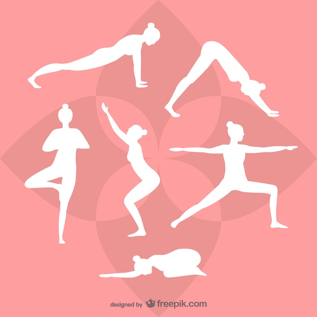 Vector gratuito siluetas blancas de yoga