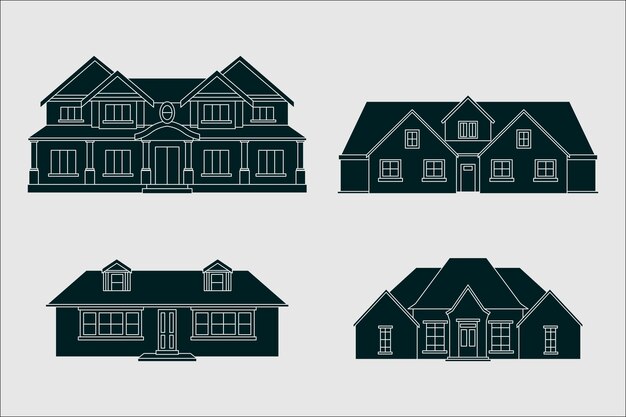 Siluetas de casa de diseño plano