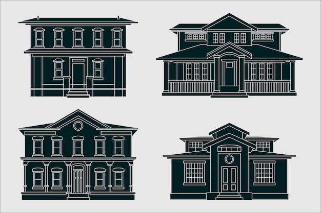 Vector gratuito siluetas de casa de diseño plano