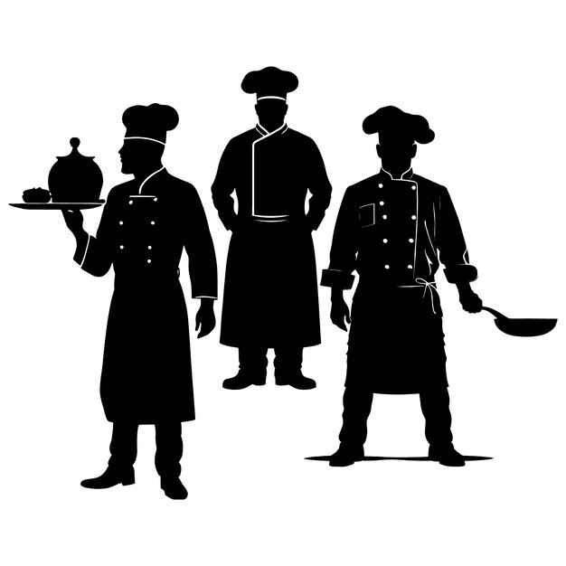 Siluetas de chef dibujadas a mano