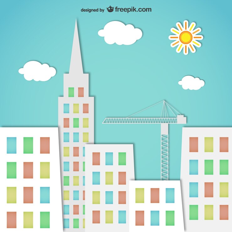 Vector gratuito siluetas de colores de ciudad