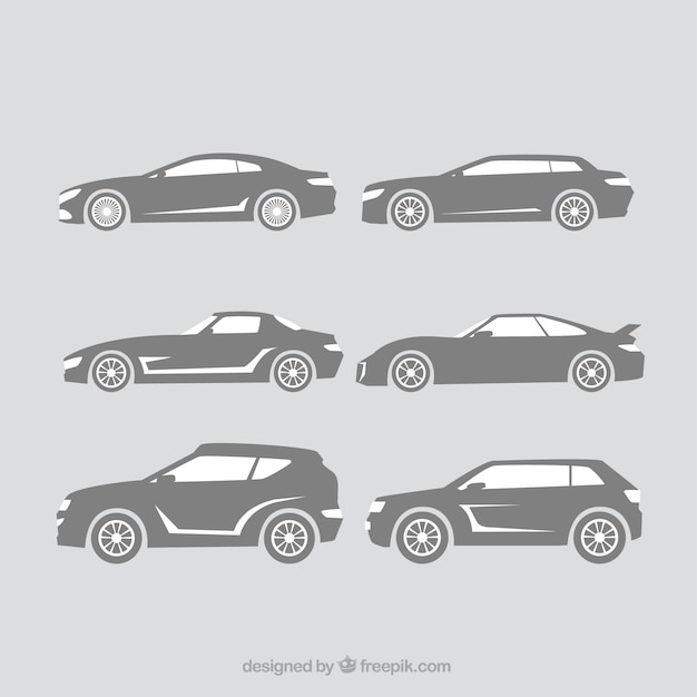 Vector gratuito siluetas decorativas de coches geniales