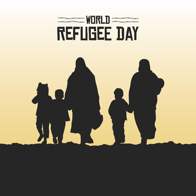 Siluetas del día mundial de los refugiados