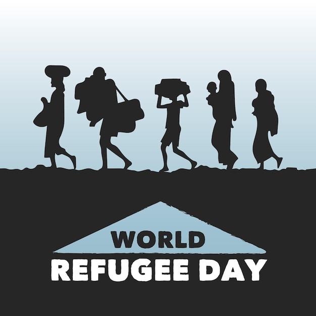Vector gratuito siluetas del día mundial de los refugiados
