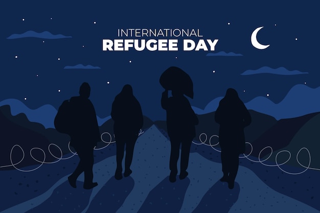 Siluetas diseñan el día mundial de los refugiados