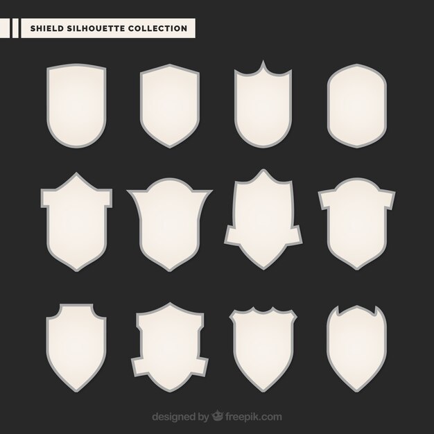 Siluetas de escudos blancos 