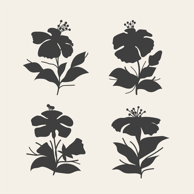 Siluetas de flores dibujadas a mano