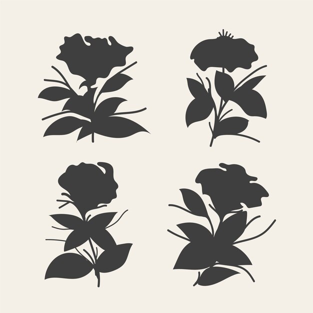 Siluetas de flores dibujadas a mano