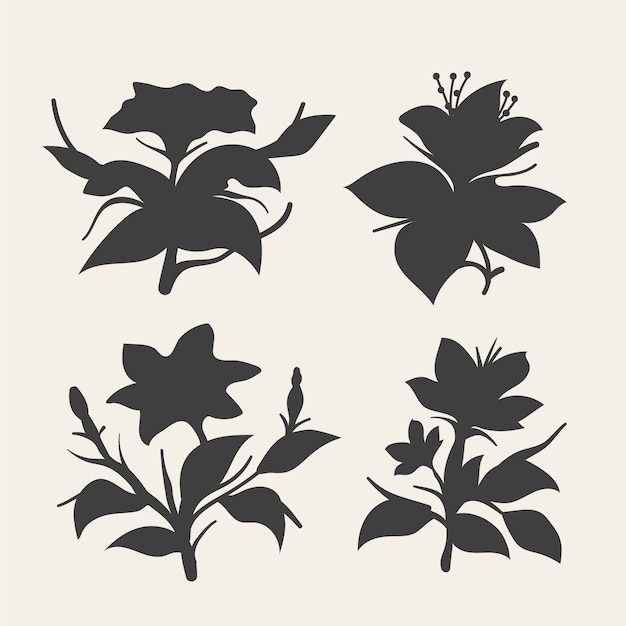 Siluetas de flores dibujadas a mano