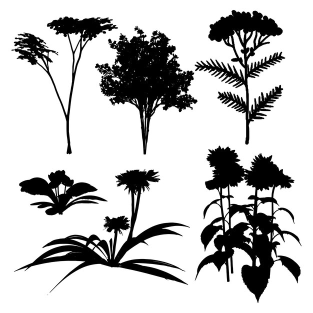 Siluetas de flores de diseño plano