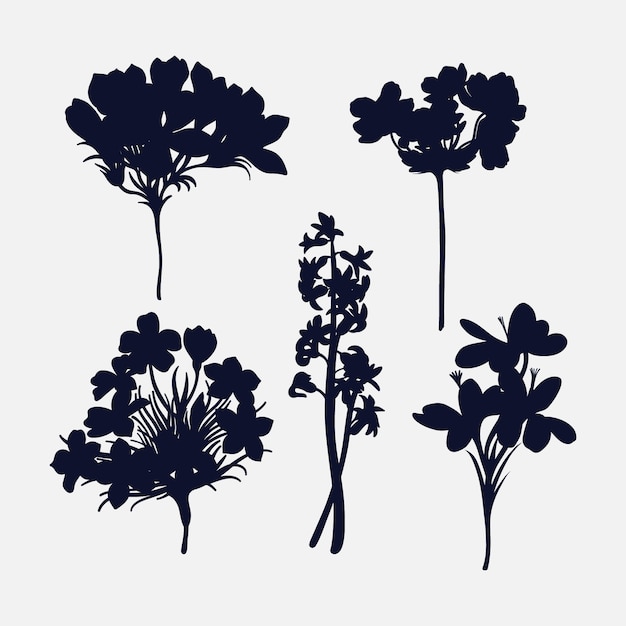 Siluetas de flores de diseño plano