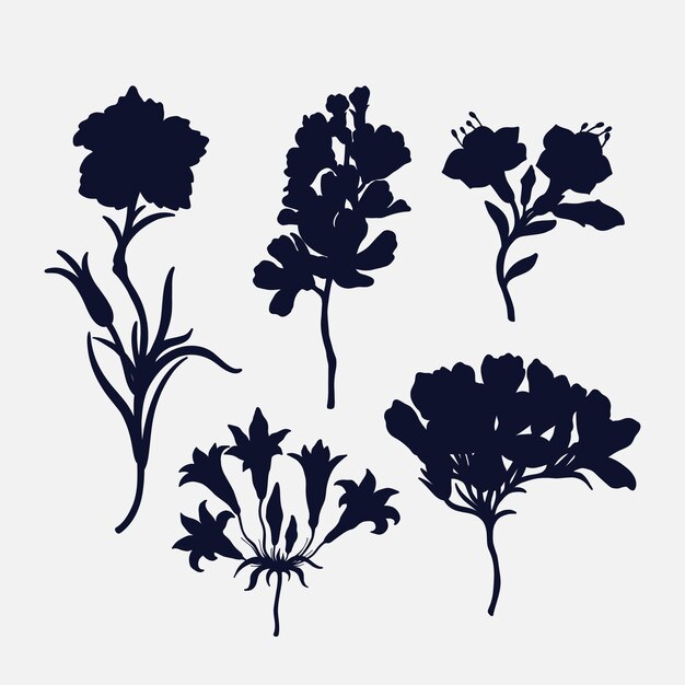 Siluetas de flores de diseño plano
