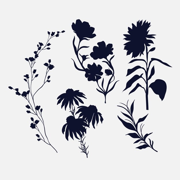 Siluetas de flores de diseño plano