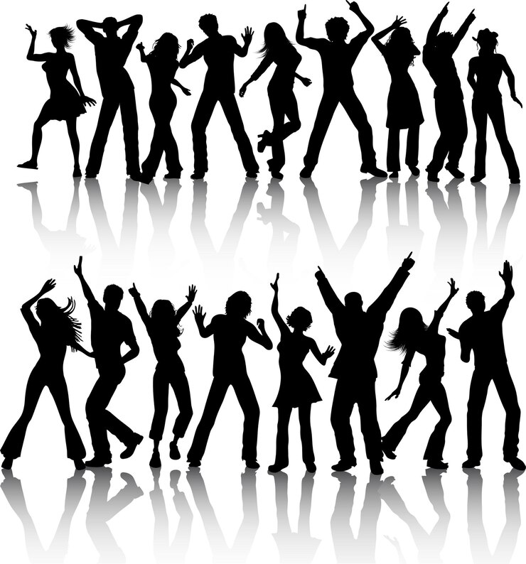 Vector gratuito siluetas de gente bailando
