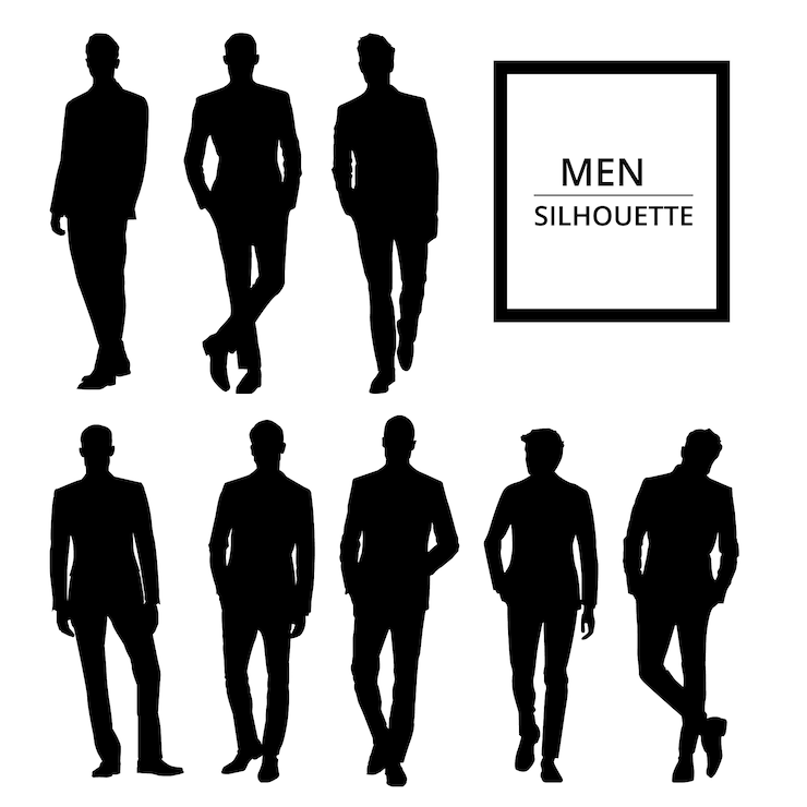 Vector gratuito siluetas de hombres en traje