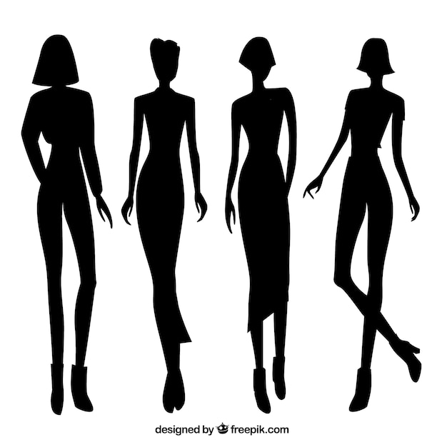 Vector gratuito siluetas de modelos elegantes