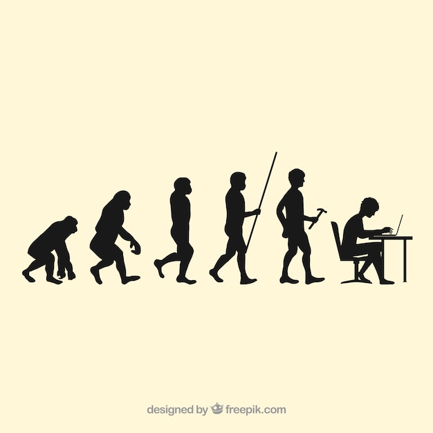 Siluetas trabajadores humanos evolución