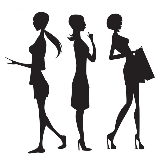 Siluetas de tres chicas de moda