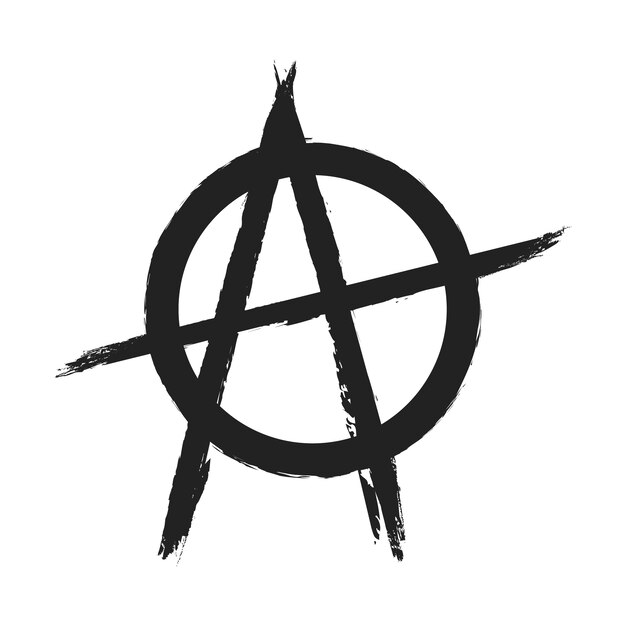 Símbolo de anarquía de diseño plano dibujado a mano