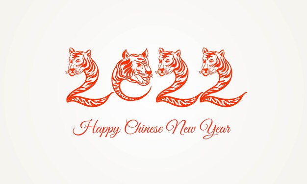 Símbolo del año nuevo chino 2022 decorado con un diseño de tarjeta con cara de tigre