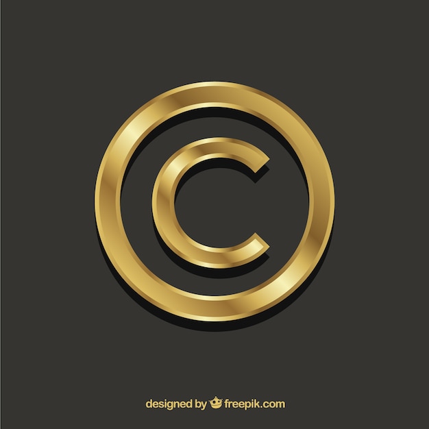 Vector gratuito símbolo de copyright en color dorado