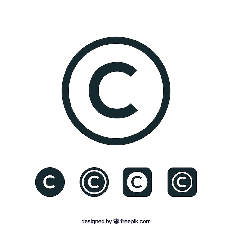 Vector gratuito símbolo de copyright en estilo plano 