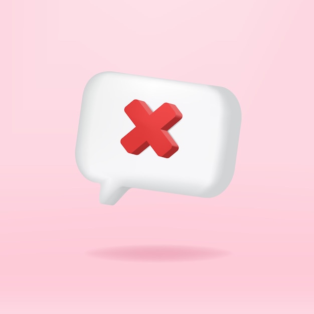 Símbolo de declive 3d icono de notificación de redes sociales aislado en forma de burbuja blanca.