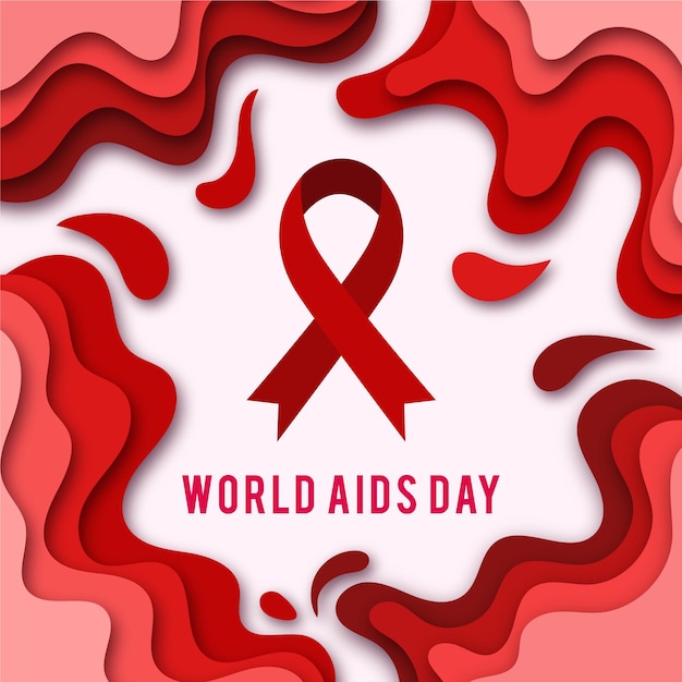 Símbolo del día mundial del sida en estilo papel