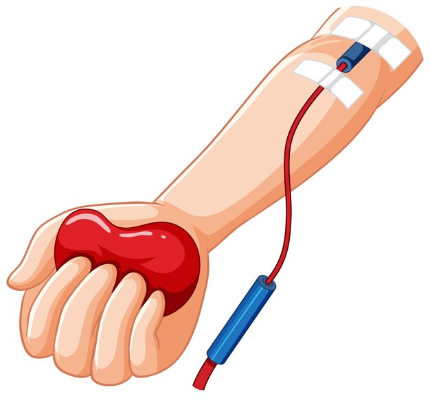 Símbolo de donación de sangre con la mano.
