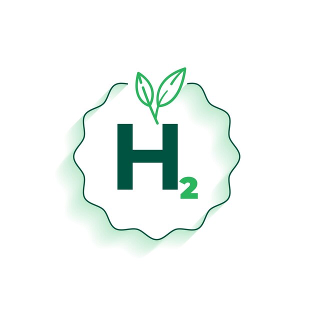 símbolo de energía de hidrógeno h2 con hojas verdes