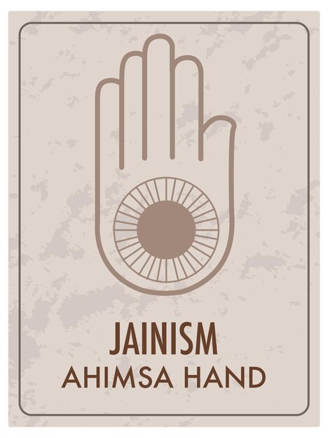 Símbolo de la mano de Ahimsa una ilustración de dibujos animados vectoriales