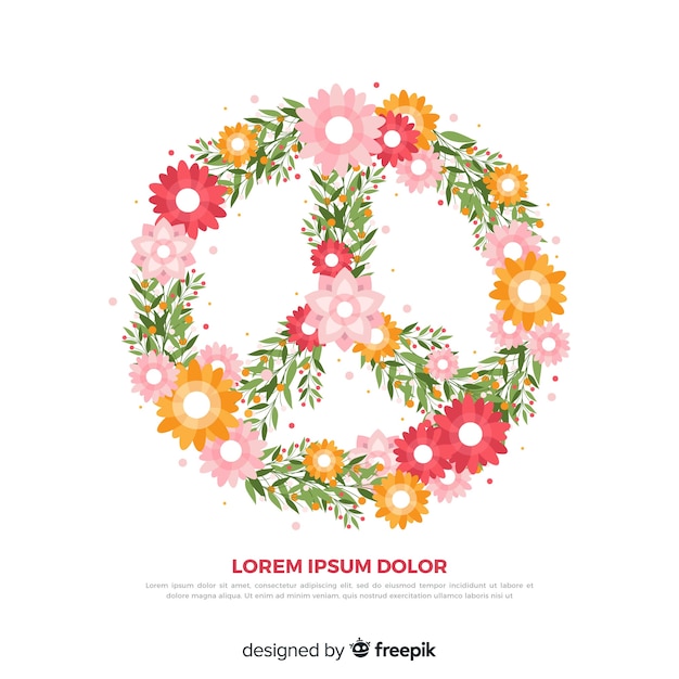 Símbolo de la paz adorable con estilo floral