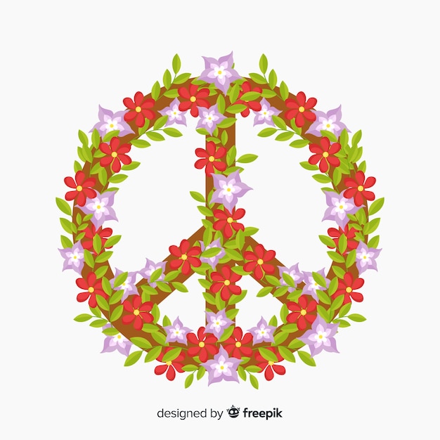 Símbolo de la paz moderno con estilo floral