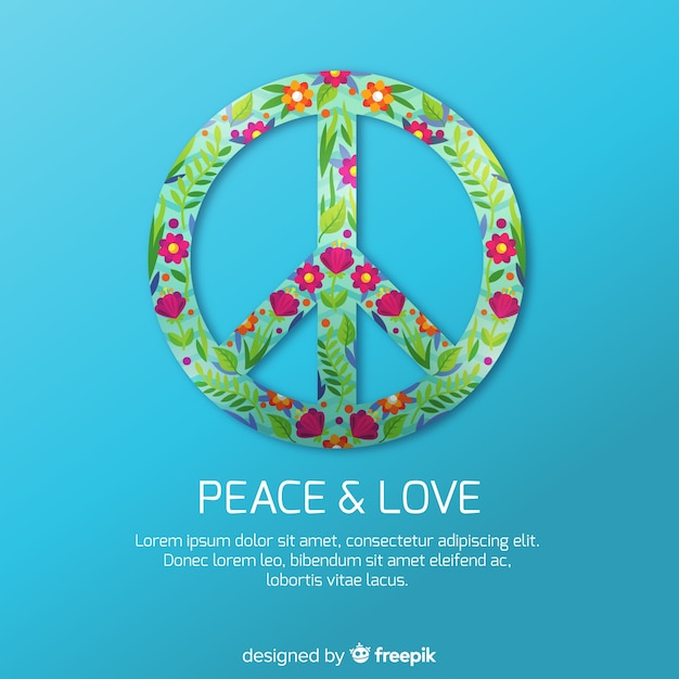 Vector gratuito símbolo de la paz moderno con estilo floral